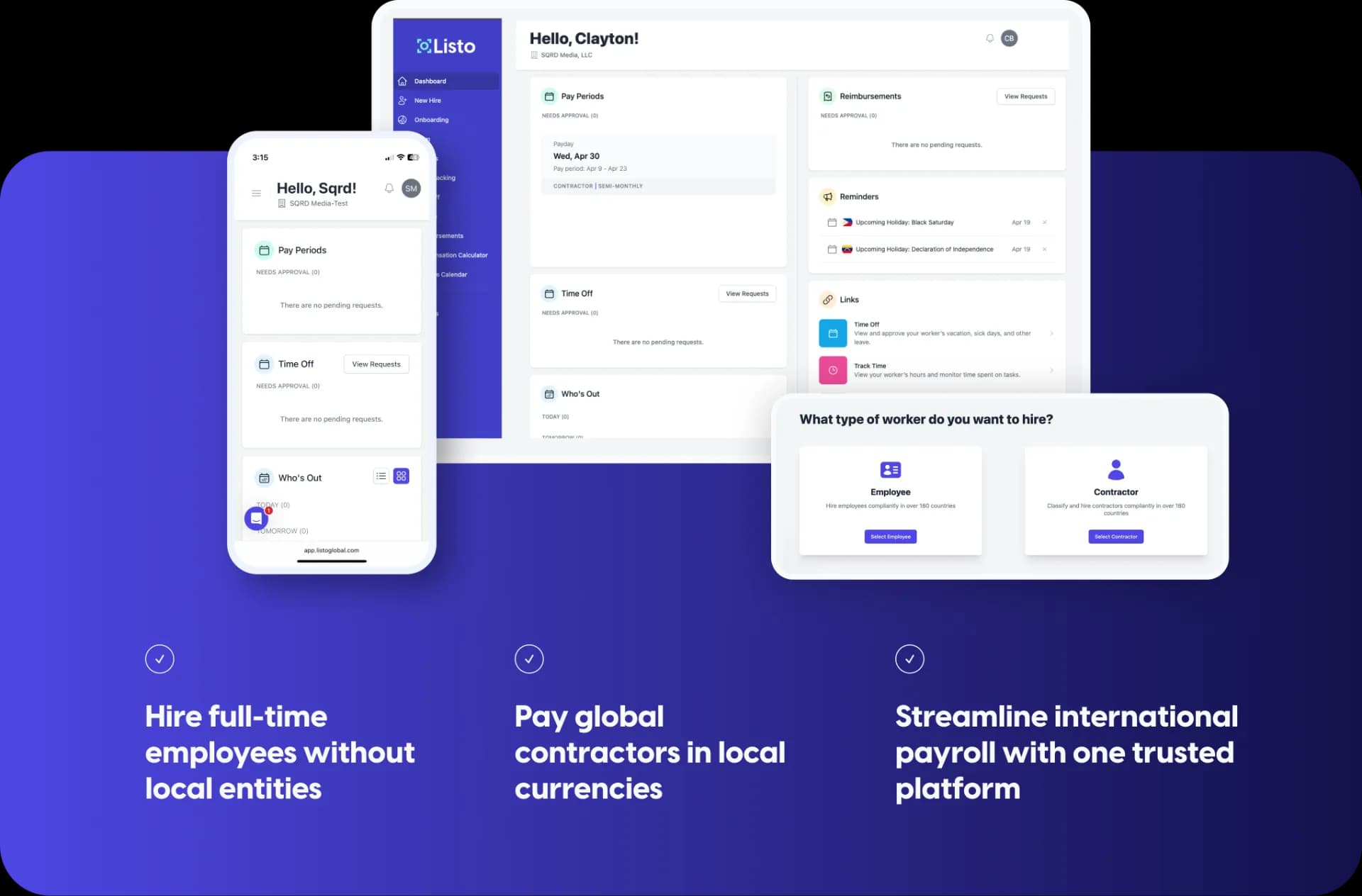 Listo platform interface