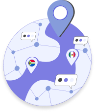 Globe with map icon graphic